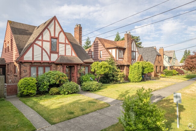 A variety of home styles can be found in the Roosevelt neighborhood, including Tudor Revivals.
