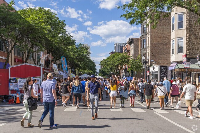 Old Town Art Fair takes place on Wells Street and features a large number of artists.
