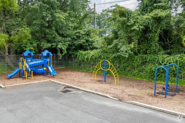 Blue and Yellow Playground at James A Garfield School in COllingswood, NJ.