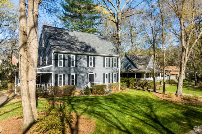 Many homes in the Olde Providence neighborhood have large front yards.