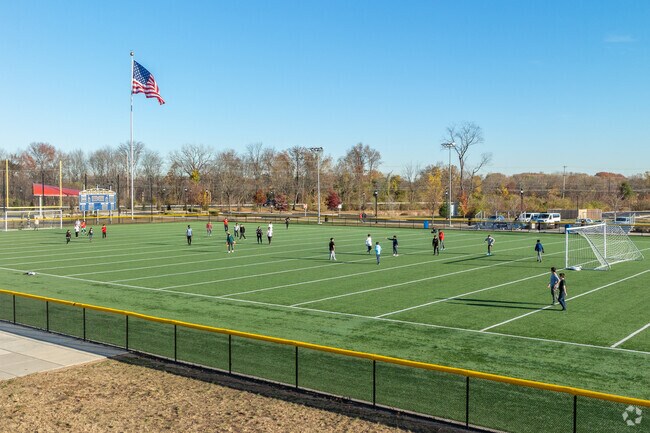 Friendly games of pickup soccer occur at the turf field located at Bristol Township Park.