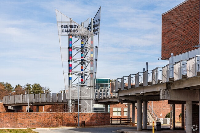 J.F. Kennedy High School is easily recognizable by its prominent centerpiece.