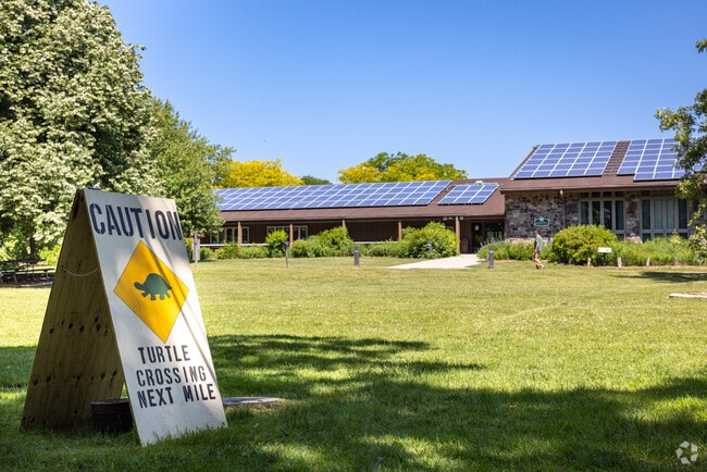 Turtle crossings are signposted on roads around Lord Stirling Park in Bernards Township, NJ.