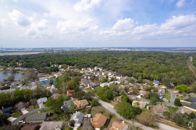 Hidden Hills in Jacksonville, Florida is surrounded by lush greenery.