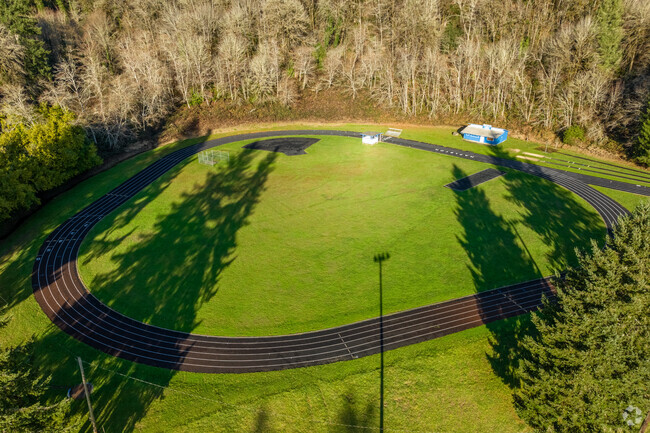 There is a track at Mapleton Junior/Senior High School for students to compete on.