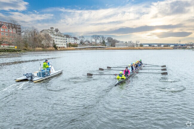 The Long Island Sound reaches into the tip of Woods Pond and is host to water activities.