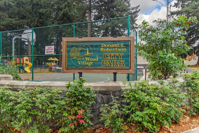 Donald L. Robertson City Park is a central gathering place in Wood Village and hosts community events.