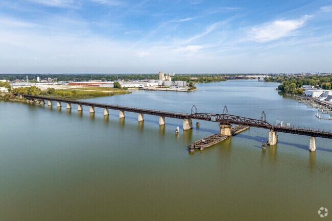 The Fox River forms the eastern boundary of the South Unified Broadway neighborhood.