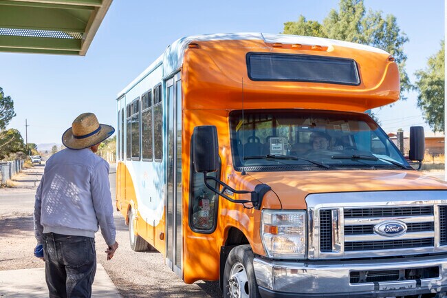 The Pirtleville community has bus stops to get you across the desert.