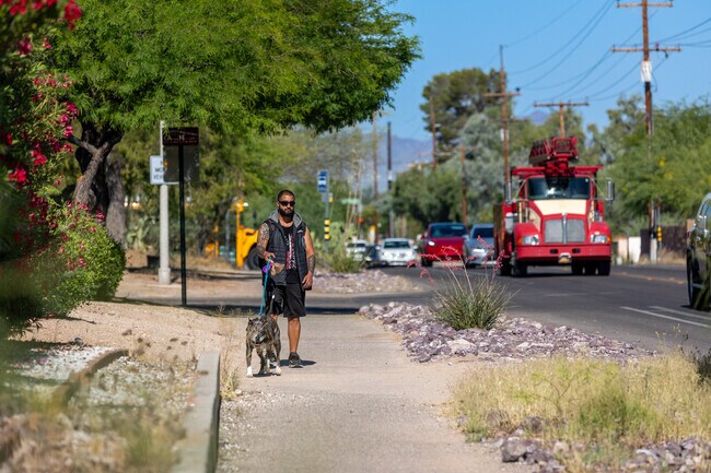 Bordering streets around Old Fort Lowell are busy with morning and evening walkers.