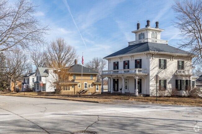 Muscatine's streets are lined with historic homes, including Colonials and Foursquares.