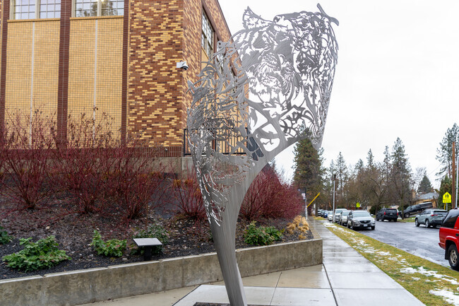 Wilson elementary features a sculpture outside.