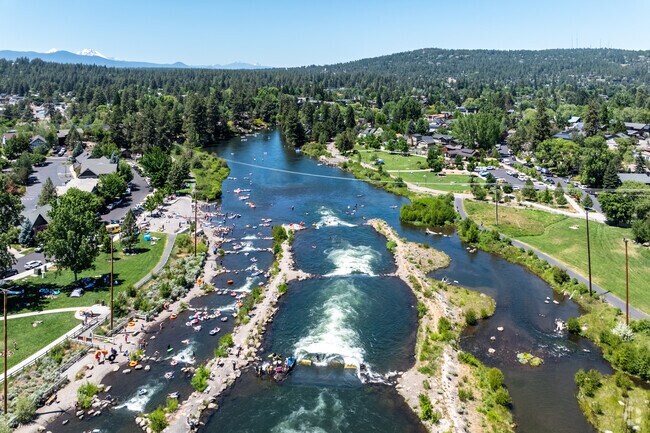 The Deschutes River is a main landmark and attraction of the River West neighborhood in Bend.
