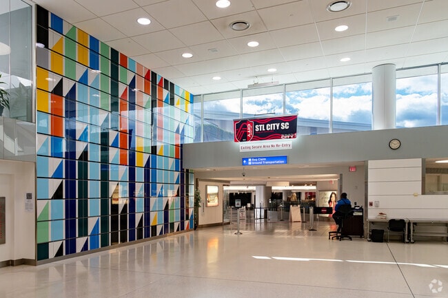 Brightly colored tiles add character and beauty to the St. Louis Airport terminal in Berkeley.