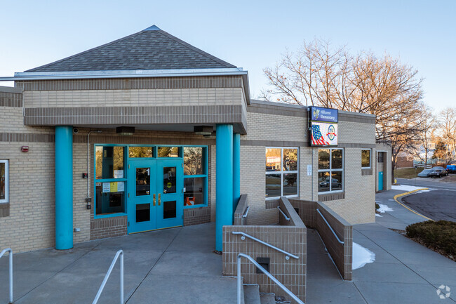 The front entrance at Hillcrest Elementary School in Northglenn, Colorado.