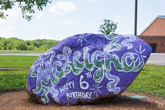 The spirit rock at Coddle Creek Elementary School is a great place for birthday wishes.