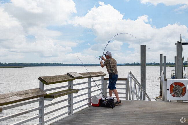 Residents and visitors of Blythe Island enjoy fishing along the South Brunswick River.