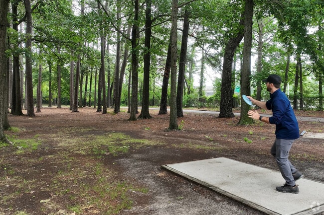 Ingleside residents often head to Poplar Hall Park to play disc golf in a scenic setting.