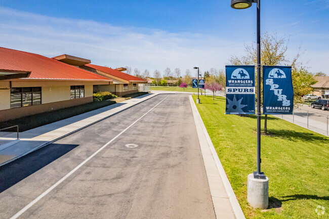 Mascot banners at Shannon Ranch Elementary School in Visalia