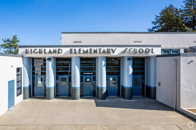 Highland Elementary features a fun font on its entrance.