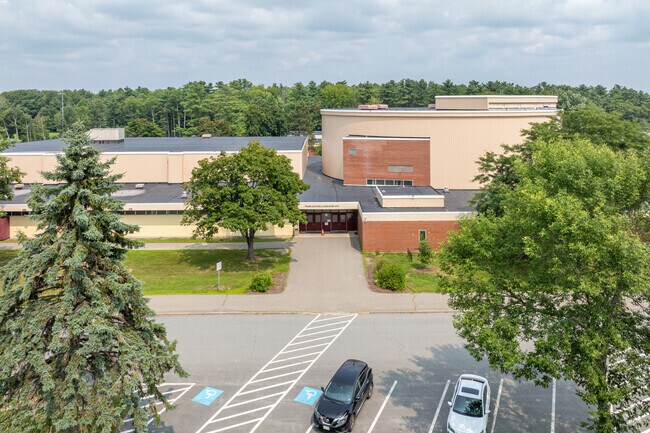 The main entrance to the Bangor High School in Bangor, ME.