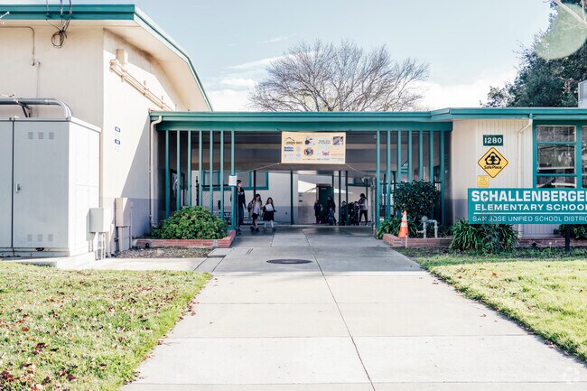 The main entrance of Schallenberger Elementary School in San Jose, California.