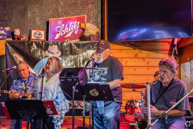 Waterloo band Deja Blue holds down the stage close to Washburn.