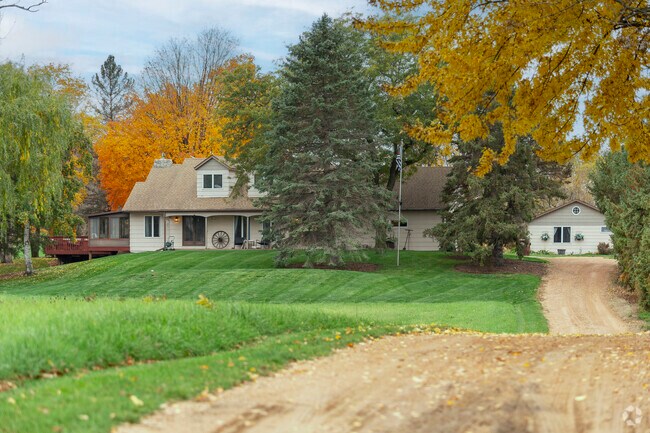 Homes like this ranch-style house are set back a ways from the road in Independence, MN.