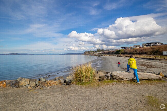 Homes in the distance look over Sunset Beach in Edmonds.
