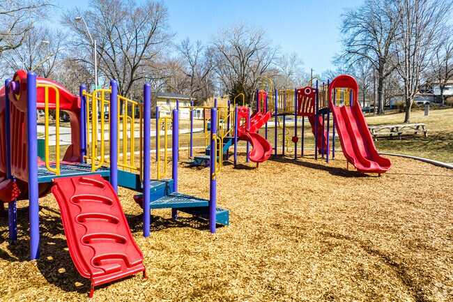 Park Forest Park has multiple playground options for kids to play on.
