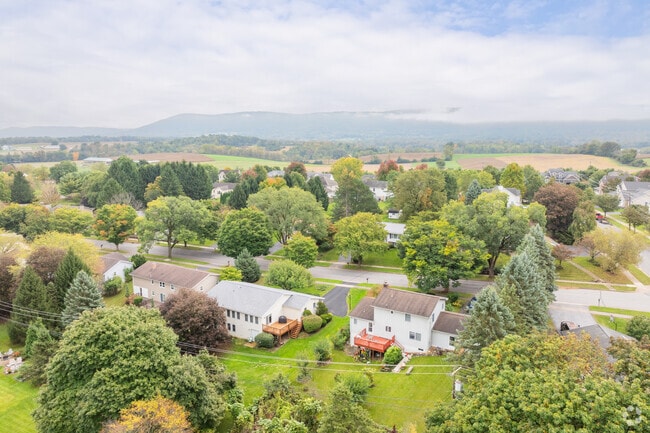 Tusseyview is adjacent to Pennsylvania farmlands offering scenic overlooks from residences.