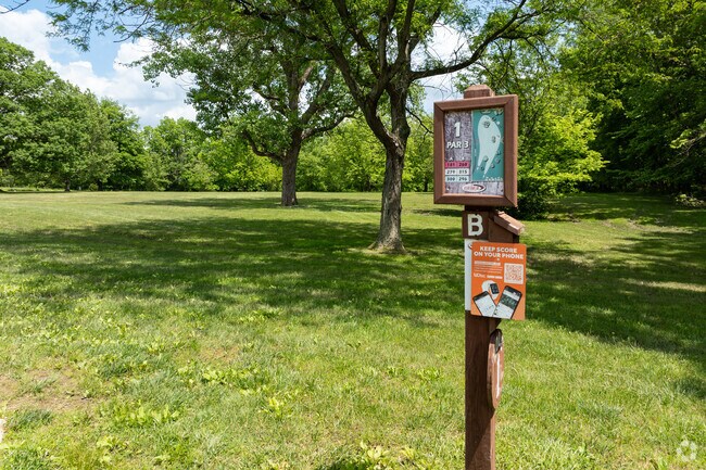 Foundation Park's frisbee golf course offers fun and fresh air for all skill levels.