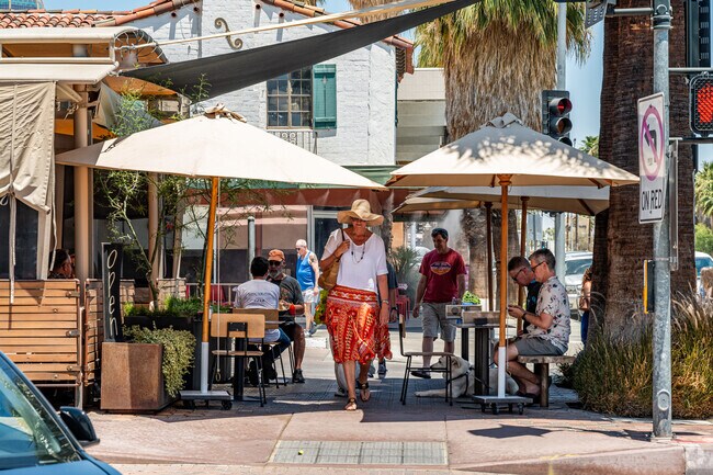The sun is out and umbrellas are up in Downtown where The Movie Colony locals enjoy the day.
