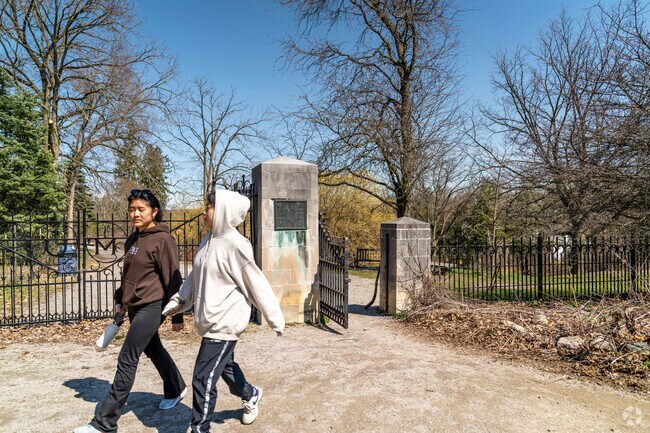 Nichols Arboretum has plenty of places to take your dogs for a walk for Angell locals.
