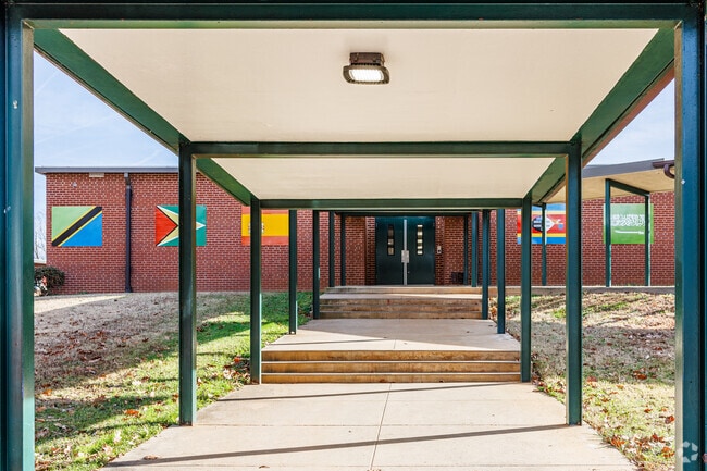 Ashley Academy has a covered walkway for drop-offs and pickups.
