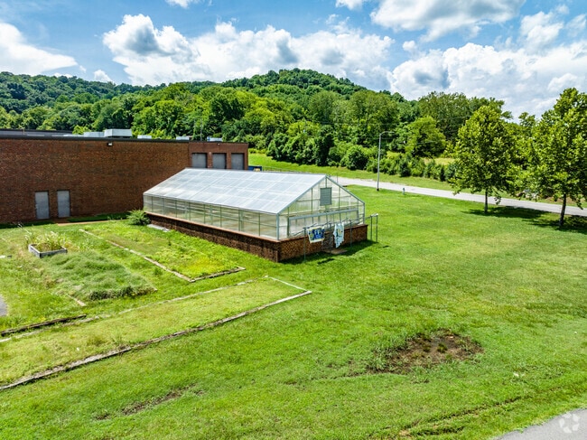 The greenhouse and community 
garden at Whites Creek High School in the Northeast Nashville.