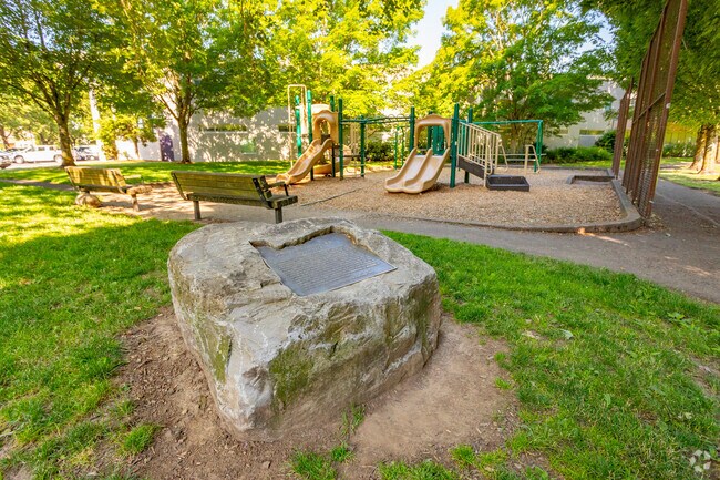 A plaque honoring Dr DeNorval Unthank in Unthank Park.