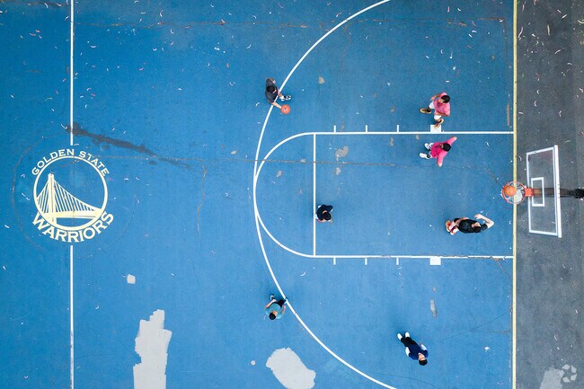 The Panhandle Park contains playground dog runs and basketball courts in North Park.