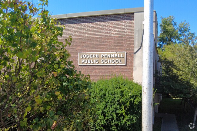Joseph Pennell School name on the side of the building.