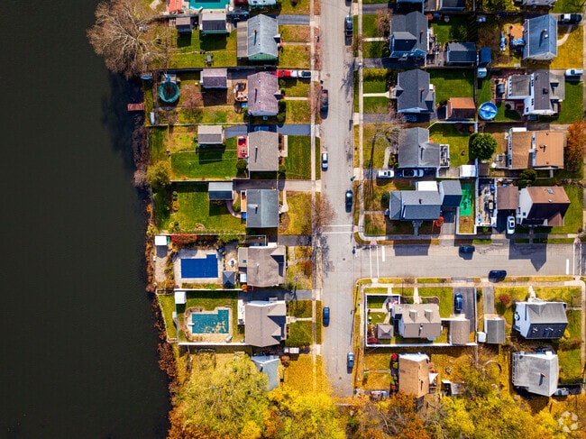 The waterfront homes are well-maintained throughout the year.