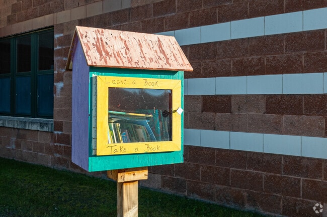 Students at Bay View Elementary School can share books at the book share on campus.