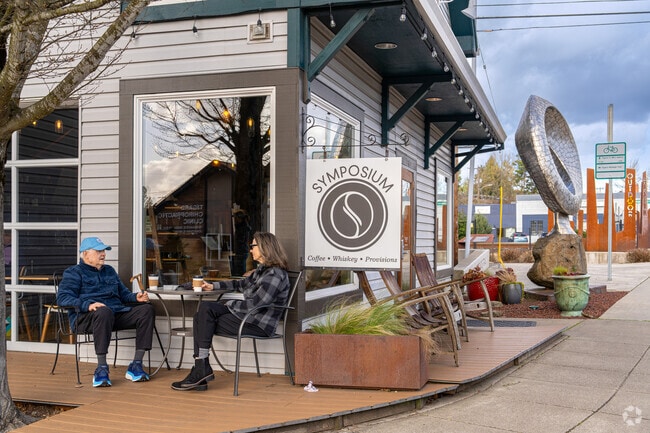 Symposium Coffee is a short stroll away from homes in the Greenburg Road neighborhood.