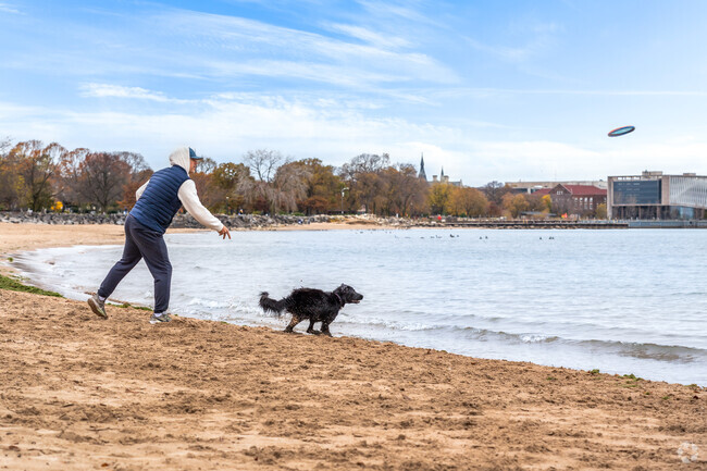 West village locals enjoy the beach and Lake Michigan at Burnham Shores Park.