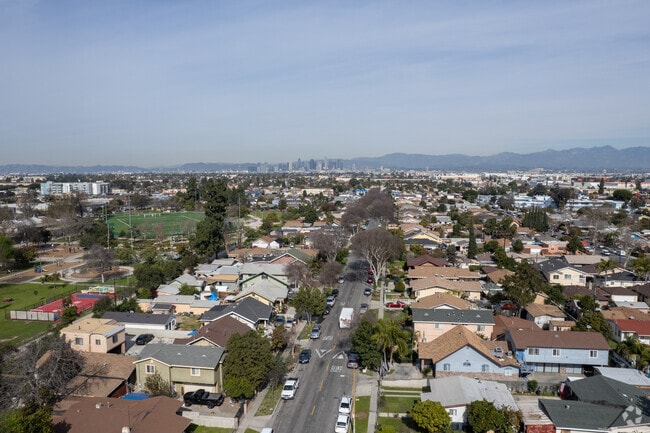 Residential areas in Florence-Graham stretch towards the horizon.