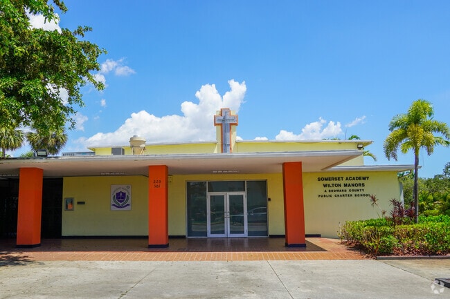 The entrance to Somerset Academy Village Charter Middle School in Wilton Manors, FL.