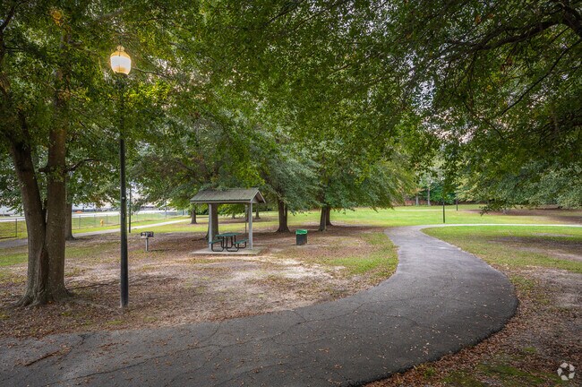 Enjoy a calm walk at dusk on the lit pathways around Southside.