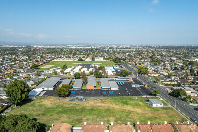 An aerial view of the athletic fields at John H Nuffer Elementary School in Norwalk.