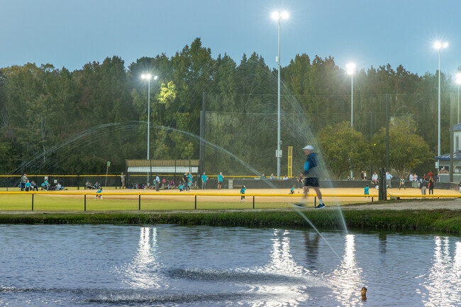 Baseball games are played under the lights at Freedom Park.