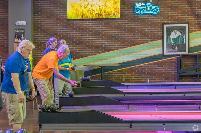 Experience bowling under lighting effects at Bob and Willie's Wonderbowl.