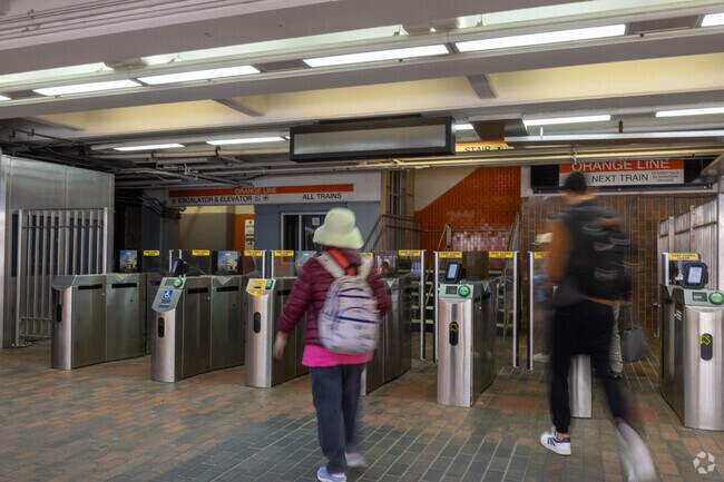 Trains run frequently at Malden Center near Bellrock.